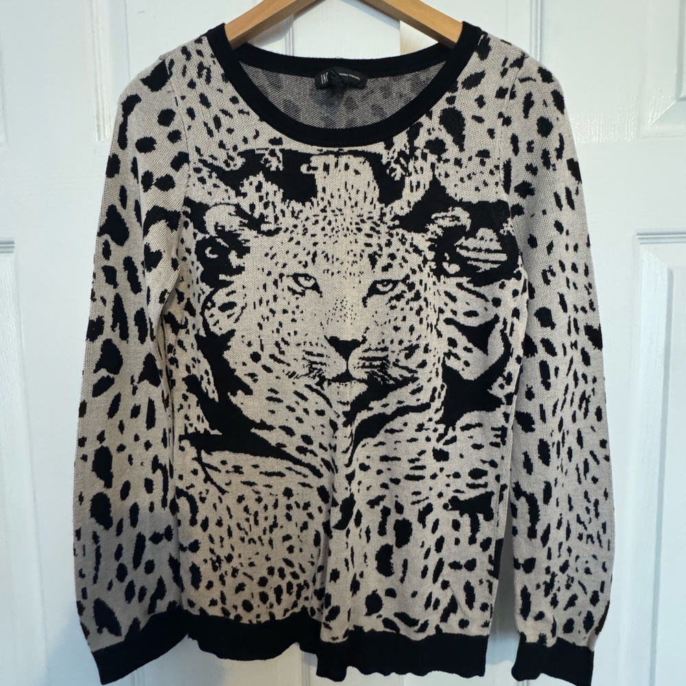 Leopard Print Black and Cream Sweater - Picture 2 of 5